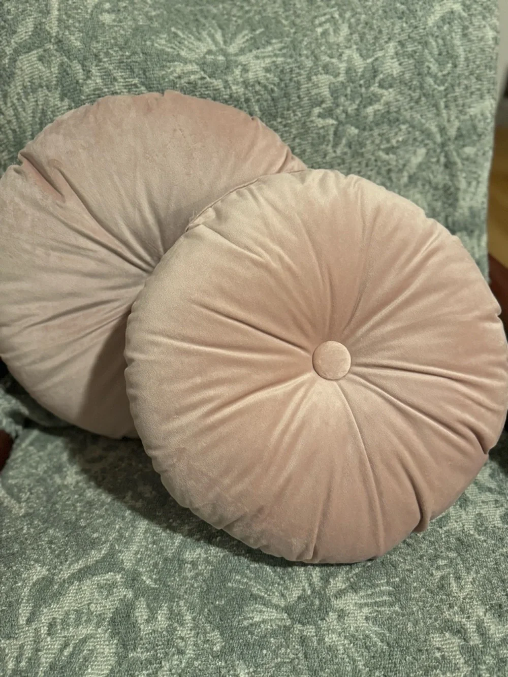 2/ KRANSBORRE Light Pink Velvet Round Plush Accent Throw Pillow Cushion 16
